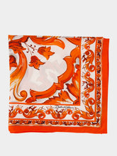 Dolce & Gabbana Orange Majolica-Print Silk Twill Scarf