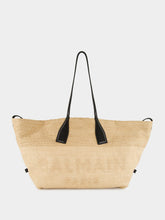 Balmain Brown Track Raffia Tote Bag