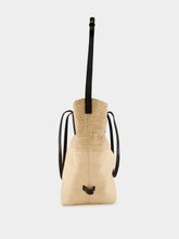 Balmain Brown Track Raffia Tote Bag