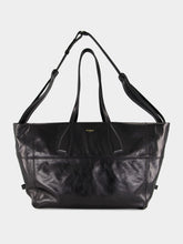 Balmain Black Track Shiny Leather Tote Bag