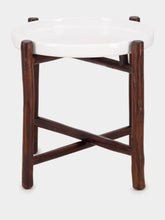 Tinja White Mida Dark Brown Wood Table