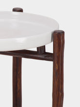 Tinja White Mida Dark Brown Wood Table