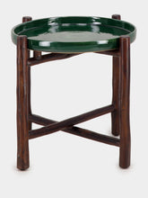 Tinja Dark Green Mida Dark Brown Wood Table