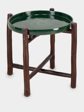 Tinja Dark Green Mida Dark Brown Wood Table