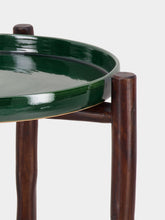 Tinja Dark Green Mida Dark Brown Wood Table