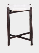 Tinja White Mida High Dark Brown Wood Table