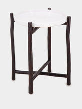 Tinja White Mida High Dark Brown Wood Table