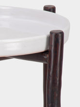 Tinja White Mida High Dark Brown Wood Table