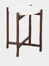 Tinja White Mida High Brown Wood Table