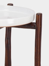 Tinja White Mida High Brown Wood Table