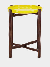Tinja Yellow Mida High Brown Wood Table