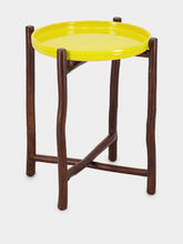 Tinja Yellow Mida High Brown Wood Table