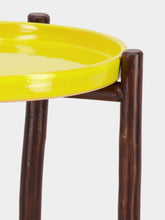 Tinja Yellow Mida High Brown Wood Table
