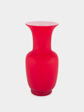 Venini Red Opalino 16.5 Glass Vase
