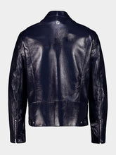 Fendi Shiny Blue Leather Biker Blouson Jacket