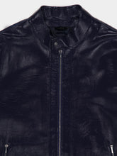 Fendi Shiny Blue Leather Biker Blouson Jacket