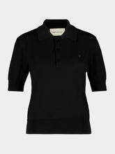 Ami Paris Black Merino Wool Knitted Polo Shirt