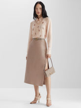 Fendi Beige Waxed Linen Midi Skirt