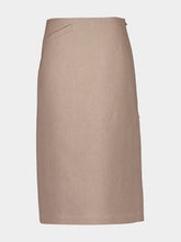 Fendi Beige Waxed Linen Midi Skirt