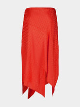 Fendi Red Silk FF Jacquard Midi Skirt