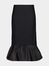 Fendi Black Wool Peplum Midi Skirt