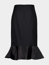 Fendi Black Wool Peplum Midi Skirt