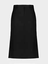 Fendi Black Grain de Poudre Wool Midi Skirt