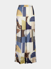 Fendi Blue Patchwork Silk Pyjama Trousers