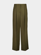Fendi Olive Green Wool and Mohair Wide-Leg Trousers