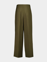 Fendi Olive Green Wool and Mohair Wide-Leg Trousers