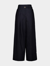Fendi Navy Blue Pinstriped Wool Trousers