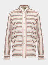 Freesia Linen Striped Shirt with Back Embroidery