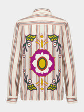 Paula Freesia Linen Striped Shirt with Back Embroidery