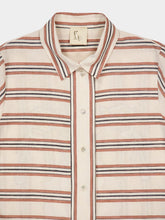 Paula Freesia Linen Striped Shirt with Back Embroidery