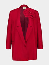 Paula Frida Red Dahlia Deconstructed Twill Blazer