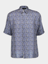 Fendi Blue FF Woven Silk Shirt