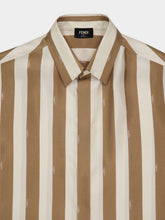 Fendi Beige Pequin Silk Short-Sleeve Shirt