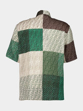 Fendi Green and Brown FF Linen Patchwork Shirt