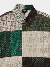 Fendi Green and Brown FF Linen Patchwork Shirt