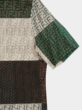 Fendi Green and Brown FF Linen Patchwork Shirt