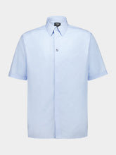 Fendi Light Blue Cotton Boxy Fit Short Sleeve Shirt
