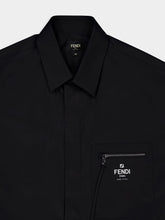 Fendi Black Cotton Poplin Short-Sleeve Shirt
