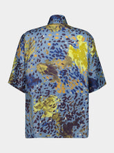 Fendi Airforce Blue and Yellow Falena Silk Shirt