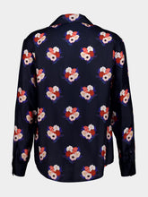 Fendi Dark Blue Bouquet Silk Shirt