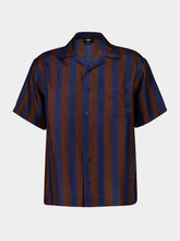 Fendi Brown and Navy Blue Pequin Silk Shirt