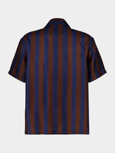 Fendi Brown and Navy Blue Pequin Silk Shirt