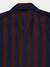Fendi Brown and Navy Blue Pequin Silk Shirt