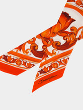 Dolce & Gabbana Orange Majolica-Print Silk Twilly Scarf