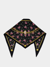 Dolce & Gabbana Black Floral and Chain Print Triangle Silk Scarf