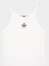 Fendi White Ribbed Cotton Logo Top